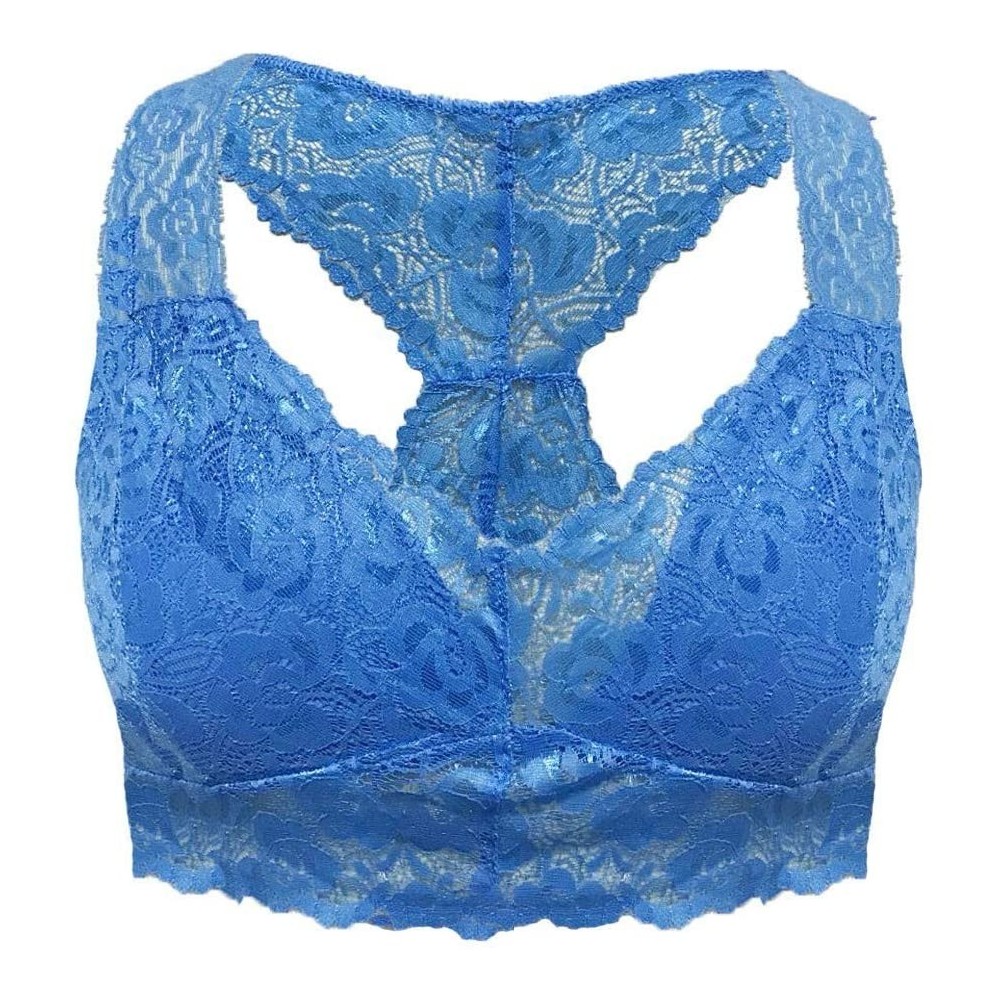 Camisoles & Tanks New Women Plus Size Vest Crop Wire Free Bra Lingerie Sexy V-Neck Underwear S-3XL - Blue - CZ199UU632Q