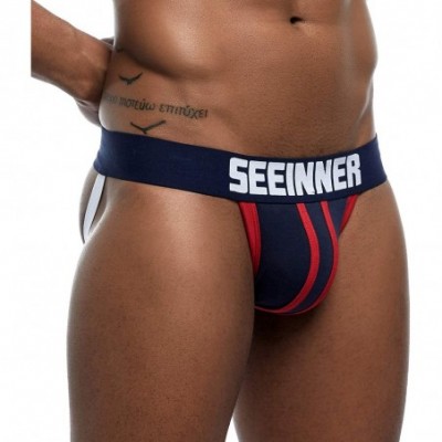 G-Strings & Thongs Men's Jockstrap Underwear Sexy Cotton Jock Strap Athletic Supporter - A3-deep Blue - CI19224067L