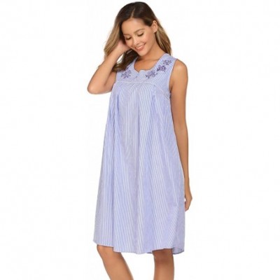 Nightgowns & Sleepshirts Women's Nightshirt Long Sleeve Button Down Nightgown V-Neck Sleepwear Pajama Dress - B_ydf1 - C718TG...