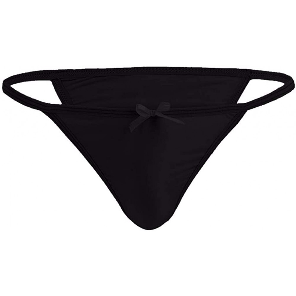 G-Strings & Thongs Men's Sexy G-Strings Erotic Bowknot Thongs Bikini Gay Underwear Nightclub Party - Black - CV18XK4A4T8