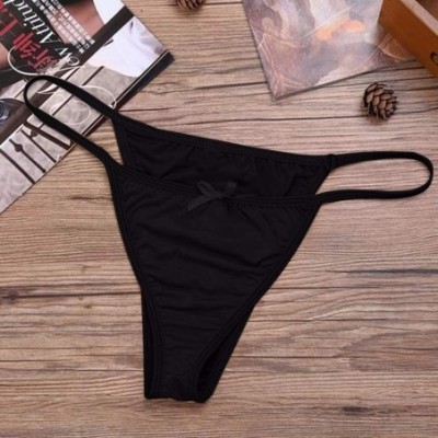 G-Strings & Thongs Men's Sexy G-Strings Erotic Bowknot Thongs Bikini Gay Underwear Nightclub Party - Black - CV18XK4A4T8