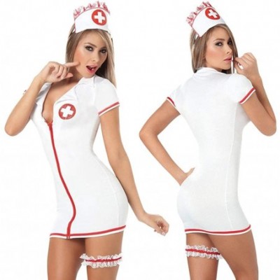 Accessories Women's Lingerie Lace Sexy Sleepwear Cosplay Nurse Suit Temptation Underwear Dress S-XXL - White - CX19442DDSI