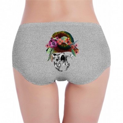 Panties Fashion Panties Split Skeleton Flowers Print Cute Sexy Fun Lingerie Gifts for Women - Watercolor Skull8 - C8192X4XG9R