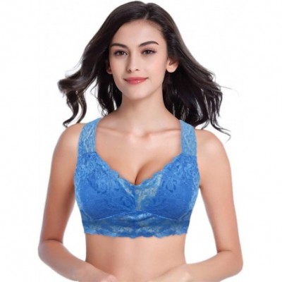 Camisoles & Tanks New Women Plus Size Vest Crop Wire Free Bra Lingerie Sexy V-Neck Underwear S-3XL - Blue - CZ199UU632Q