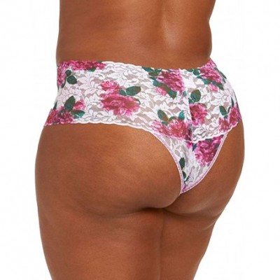 Panties Women's Plus Size Retro Thong - Pink Multi - C118TH7H6XA