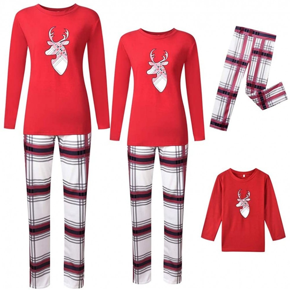 Tops Family Matching Pajamas Christmas Cartoon Print Top+Lattice Pants Xmas Family Clothes Pajamas Xmas Outfit - Women - CW18...