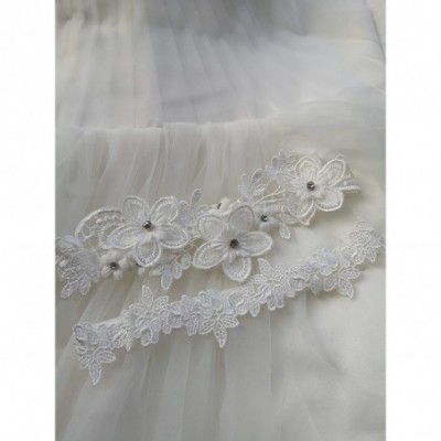 Garters & Garter Belts Wedding Lace Garter Set Flower Rhinestone Garter for Bride S14 - S-ivory - C318IHRZ57M