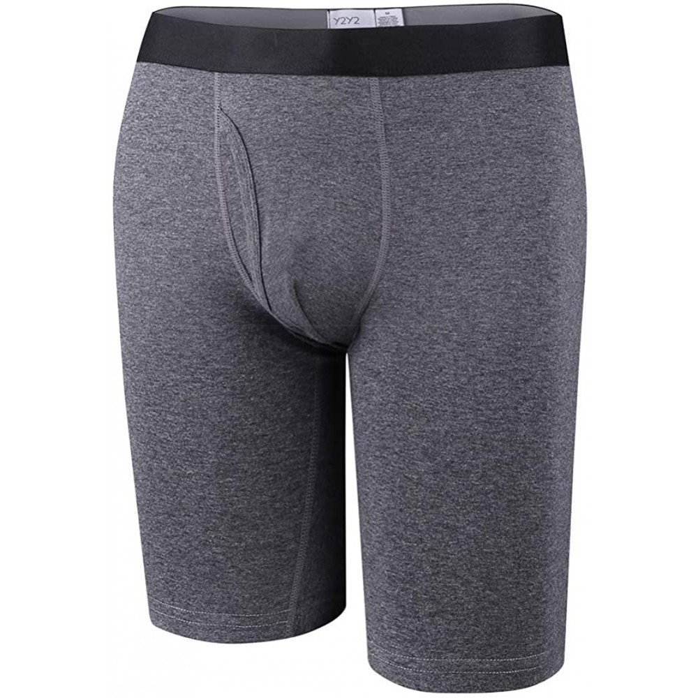 Boxer Briefs Men's Cotton Stretch Boxer Brief Long Leg Underwear - Charcoal Heather - CC19D4ZMUYT