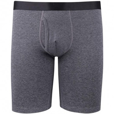 Boxer Briefs Men's Cotton Stretch Boxer Brief Long Leg Underwear - Charcoal Heather - CC19D4ZMUYT