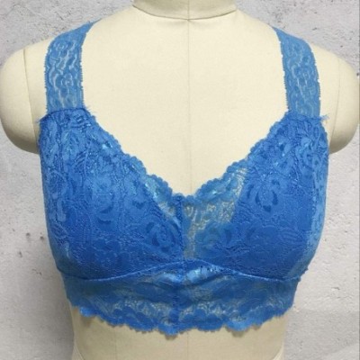 Camisoles & Tanks New Women Plus Size Vest Crop Wire Free Bra Lingerie Sexy V-Neck Underwear S-3XL - Blue - CZ199UU632Q