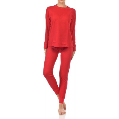 Thermal Underwear Women's 2pc Long John Thermal Underwear Set 100% Cotton - Cotton Blend New Red - CV188UDIK7E