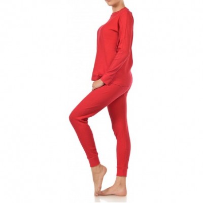 Thermal Underwear Women's 2pc Long John Thermal Underwear Set 100% Cotton - Cotton Blend New Red - CV188UDIK7E