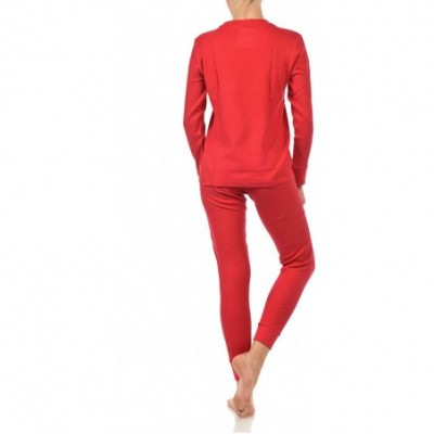 Thermal Underwear Women's 2pc Long John Thermal Underwear Set 100% Cotton - Cotton Blend New Red - CV188UDIK7E