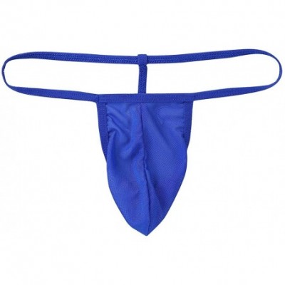 G-Strings & Thongs Men's Mesh See Through Thongs G-String T-Back Bikini Underwear - Blue - CS18HCYRK5H