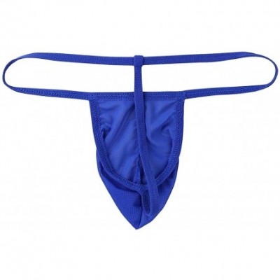 G-Strings & Thongs Men's Mesh See Through Thongs G-String T-Back Bikini Underwear - Blue - CS18HCYRK5H