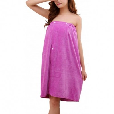 Robes Women's Robes Wearable Bath Towel Wrap Bathrobe Tube Skirt Roomwear - Purple - CC19840HOKR