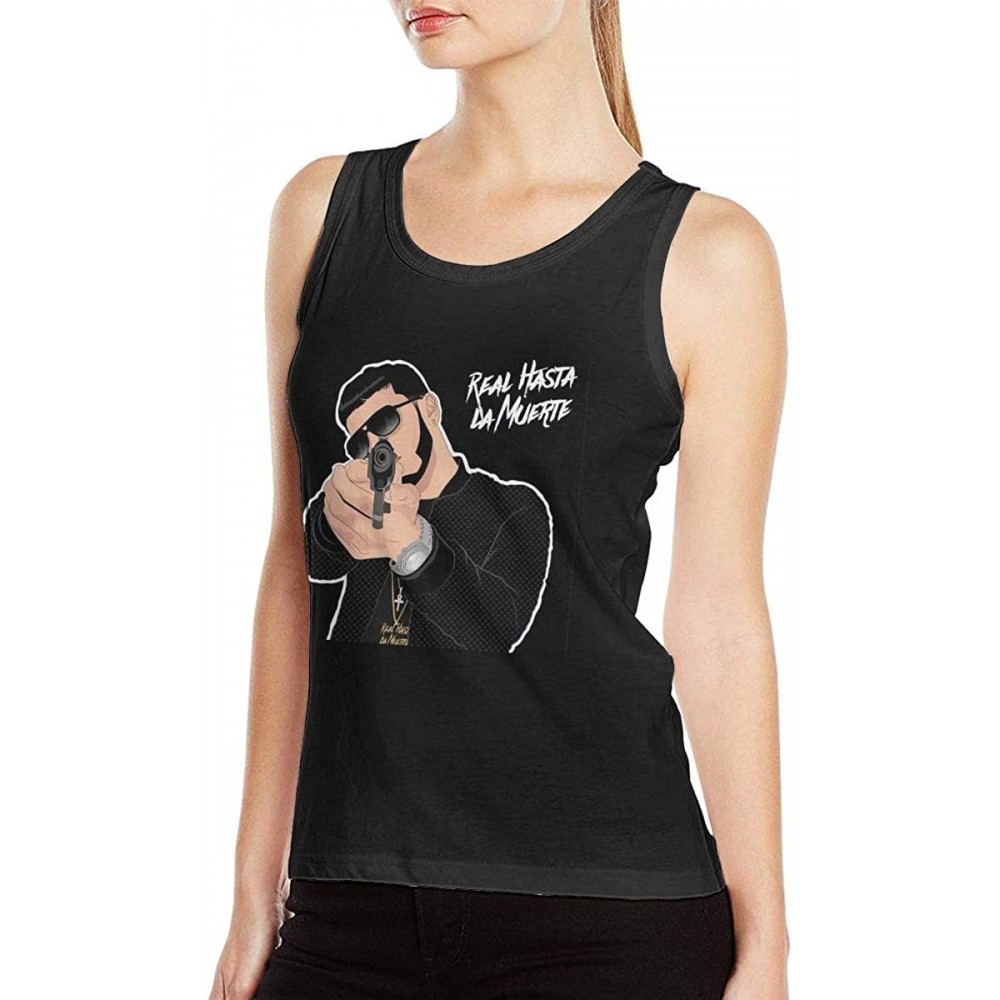 Camisoles & Tanks Anuel Aa Real Hasta La Muerte Woman Sexy Undershirts Particular Vest T-Shirt Black - Black - C819DUCTZ5G