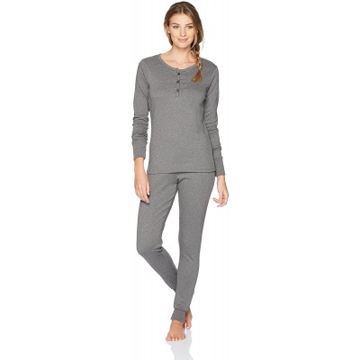 Sets Women's Cuffed Long Sleeve Tee and Jogger Pajams Set - Heather Grey - CS186RN9DXL