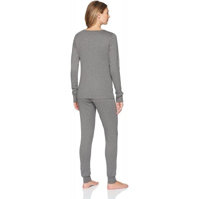 Sets Women's Cuffed Long Sleeve Tee and Jogger Pajams Set - Heather Grey - CS186RN9DXL