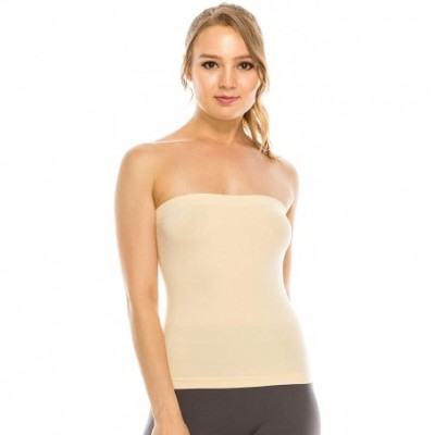 Camisoles & Tanks Medium Length Ribbing Side Seamless Tube Top -Made in USA - Skin - CY18WQ0OK6Y