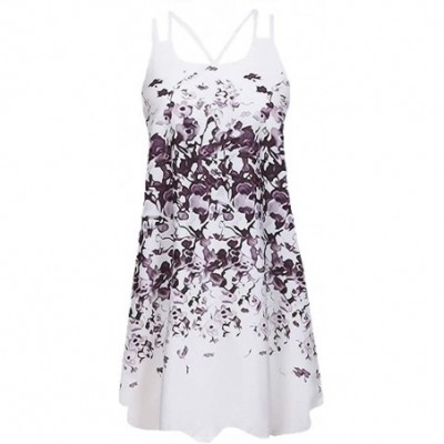 Slips Women's 3D Mini Tank Dress Shirt Dress Beach Party Sundress - 00bpurple - CP196590GUO