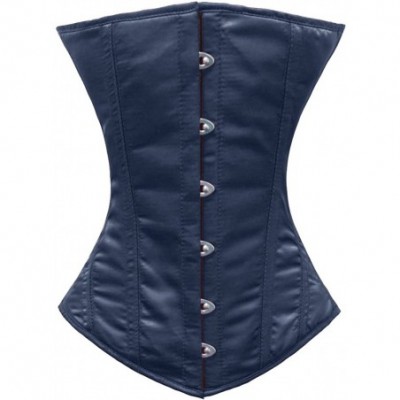 Bustiers & Corsets Heavy Duty 26 Double Steel Boned Waist Training Satin Underbust Tight Shaper Corset 8522-SA - Navy - C8122...