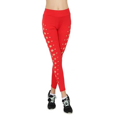 Tops High Waisted Leggings Multiple Colors - Super Soft Full Length Opaque Slim - Red - C918UADG5M9