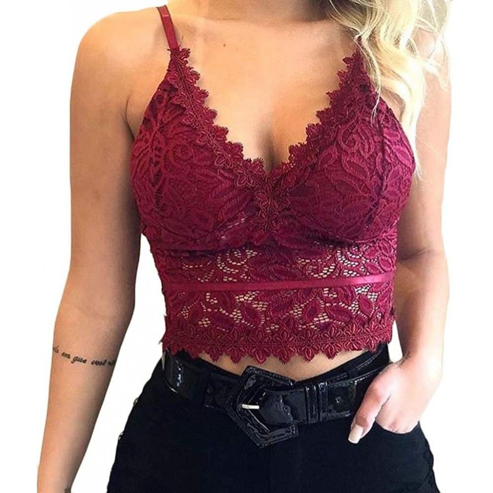 Camisoles & Tanks Lace Camisole for Women Sexy V-Neck Backless Bralette Bandeau Bra Lace Top for Girls Sports Daily Favor - R...