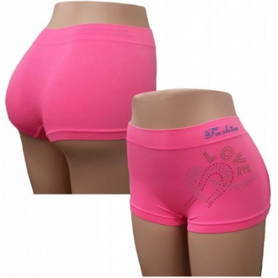 Panties Lady Seamless BOY Shorts with Love Rhinestone Design (Free Size) 6-Piece - CI195NC0H9X