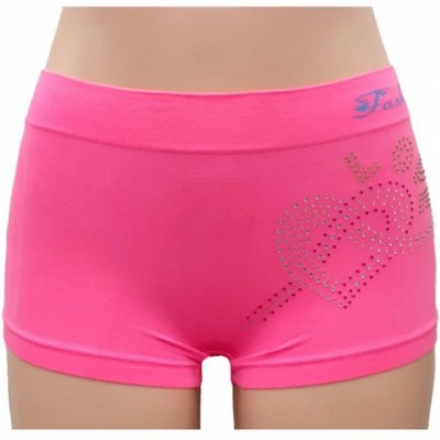 Panties Lady Seamless BOY Shorts with Love Rhinestone Design (Free Size) 6-Piece - CI195NC0H9X