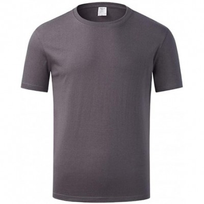 Thermal Underwear Cotton Blank Casual Loose White Solid Color Round Neck Short Sleeve t-Shirt Men's Summer t-Shirt - Gray - C...