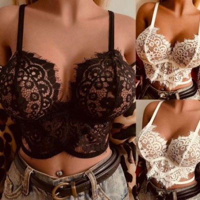 Sets Women Lingeries Corset Lace Floral Bralette Full Cup Bra Hollow Out Lingeries - X4-black - C519ERUNME3