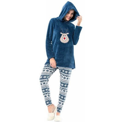 Sets Women's Christmas Pajama Set -2 Piece Cotton Long Sleeves Holiday Sleepwear - Sherpa Oversized Hoodie Top - CY187LY63GI