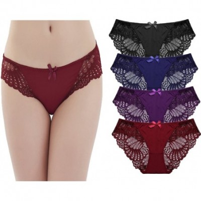 Panties Panties Underwear Hipster Panties Sexy Lace Briefs for Women (4 Pack) - Dark Color - CJ189XMOY3H