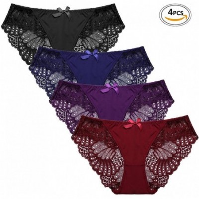 Panties Panties Underwear Hipster Panties Sexy Lace Briefs for Women (4 Pack) - Dark Color - CJ189XMOY3H