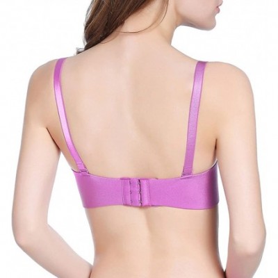 Bras Wire Free Super Drawstring Push-up Smooth Adjustable Bra - Purple - CP12FGLL6IJ