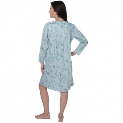 Nightgowns & Sleepshirts Women's Floral Cotton Blend Long Sleeve Nightgown Available in Plus Size - 649_green - CM12MYHJI26