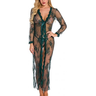 Nightgowns & Sleepshirts Sexy Onesies Sexy Lingerie For Women Dress Bud Silk Mesh Underwear Deep v-Neck Pajamas Slip Skirt - ...