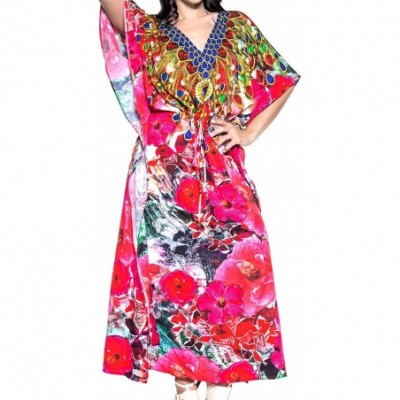 Nightgowns & Sleepshirts Women's One Size Kaftan Lounger Casual Beach Swim Cover Ups Drawstring - Multicolor_v542 - CS12DM2PATJ