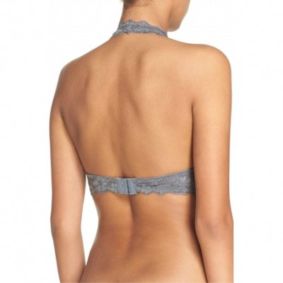 Bras Women's Galloon Lace Halter Bralette Bra - Dark Grey - CS12NV1QH68