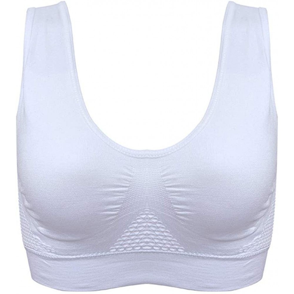 Tops Sports Bras for Women-Seamless Wireless Comfortable Stretchy Yoga Bra with Removable Pads - White - CE18W7M2S75