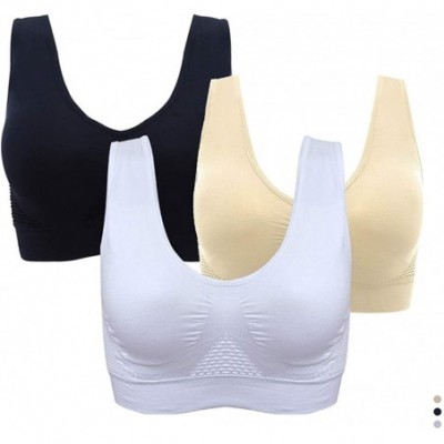 Tops Sports Bras for Women-Seamless Wireless Comfortable Stretchy Yoga Bra with Removable Pads - White - CE18W7M2S75