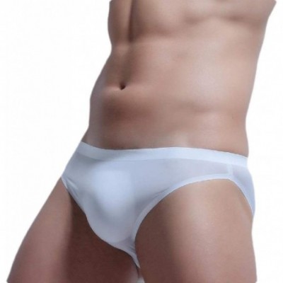 Briefs Men's Ice Silk Summer Seamless Underpants Low Rise Brief - White - C719DZ7YWUO