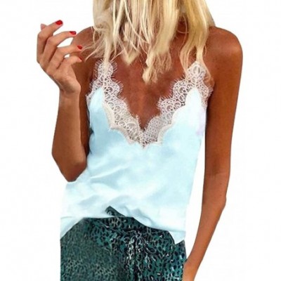 Camisoles & Tanks Women's Tank Tops Camisole Fashion Lace Satin Silky Camisoles Sexy - Green - CA19DEWILMS