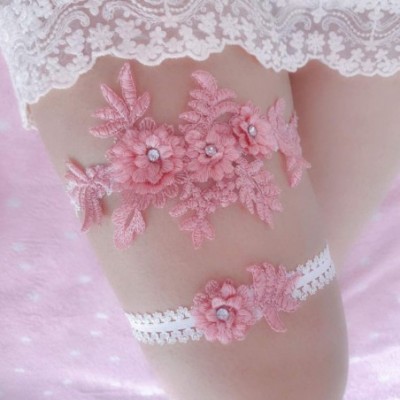 Garters & Garter Belts Lace Thigh Loop-Flower Rhinestones Wedding Bridal Lace Garter Set Flower Garter Thigh Ring - Bean Past...