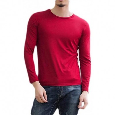 Thermal Underwear Mens Fall & Winter Basic Solid Color Fleece Turtleneck Thermal V-Neck Long Sleeve T-Shirt - 10 - CP193LDOYK4