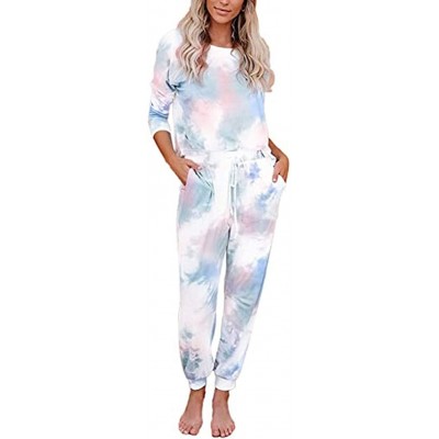 Sets Tie Dye Pajamas for Women Womens Tie Dye Printed Loungewear Set Tops Joggers 2 Piece Pants PJ Set Nightwear Multicolor -...