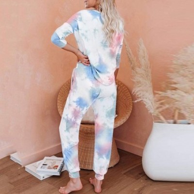 Sets Tie Dye Pajamas for Women Womens Tie Dye Printed Loungewear Set Tops Joggers 2 Piece Pants PJ Set Nightwear Multicolor -...