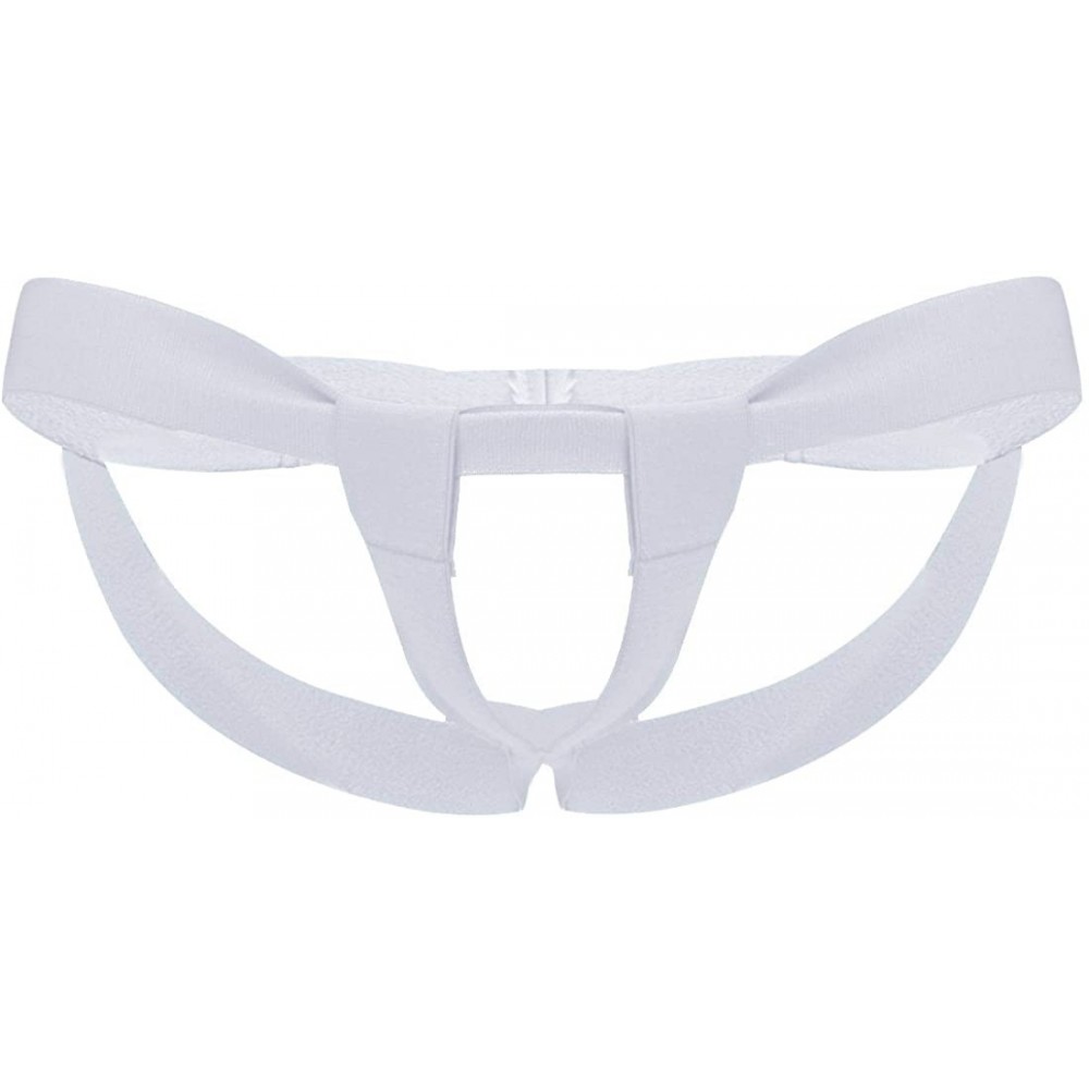 G-Strings & Thongs Men's Sexy Stretch Bandage Jockstrap G-String Underwear with Enhancing Strap - White - C119734X463