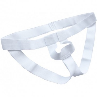 G-Strings & Thongs Men's Sexy Stretch Bandage Jockstrap G-String Underwear with Enhancing Strap - White - C119734X463